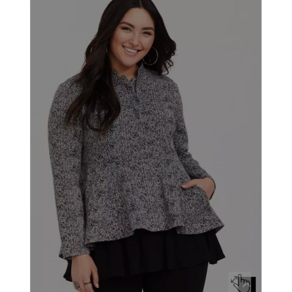 Torrid Ladies 2 (2XL ) Black/White Ponte Fit And Flare Jacket Chevron Plus
